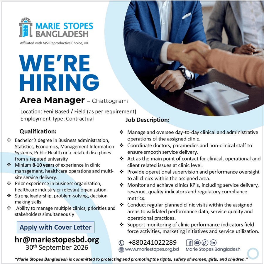 Area Manager (Chattagram) vacancy advertisement